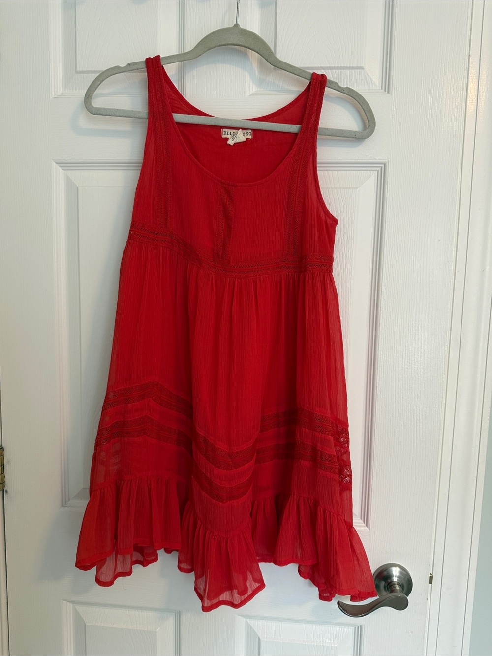 Billabong Red Sleeveless Tiered Sundress